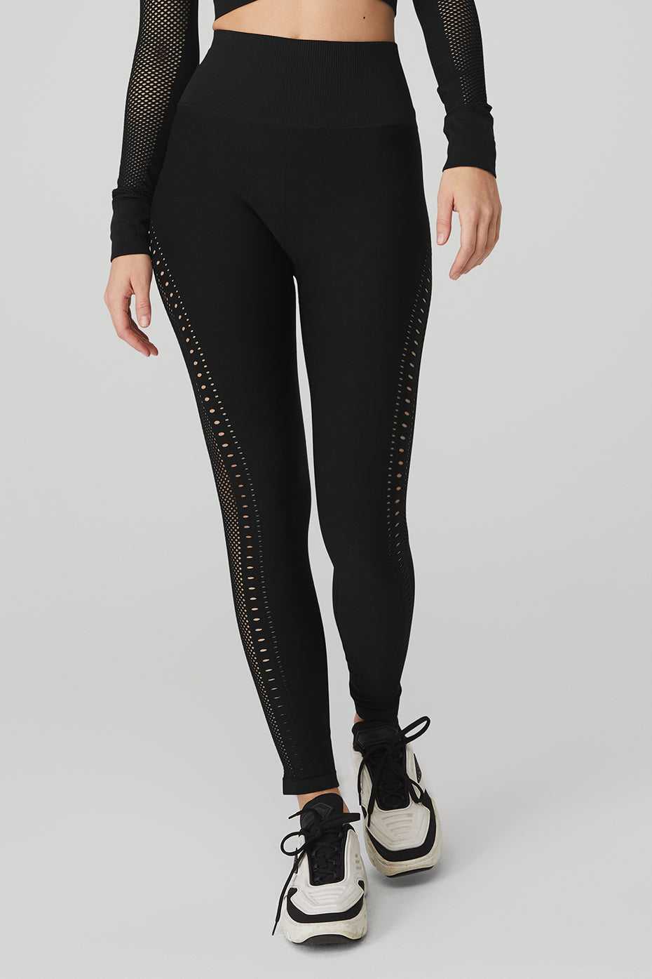 Leggings Alo Yoga Seamless High-Waist Open Air Noir Femme | TRC-02378157