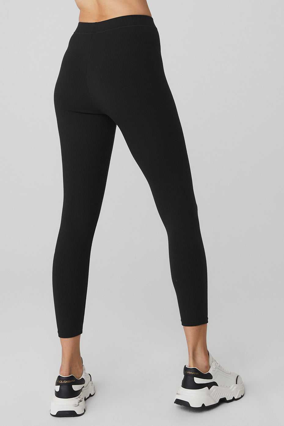 Leggings Alo Yoga Ribbed High-Waist Blissful Noir Femme | XCW-39429166