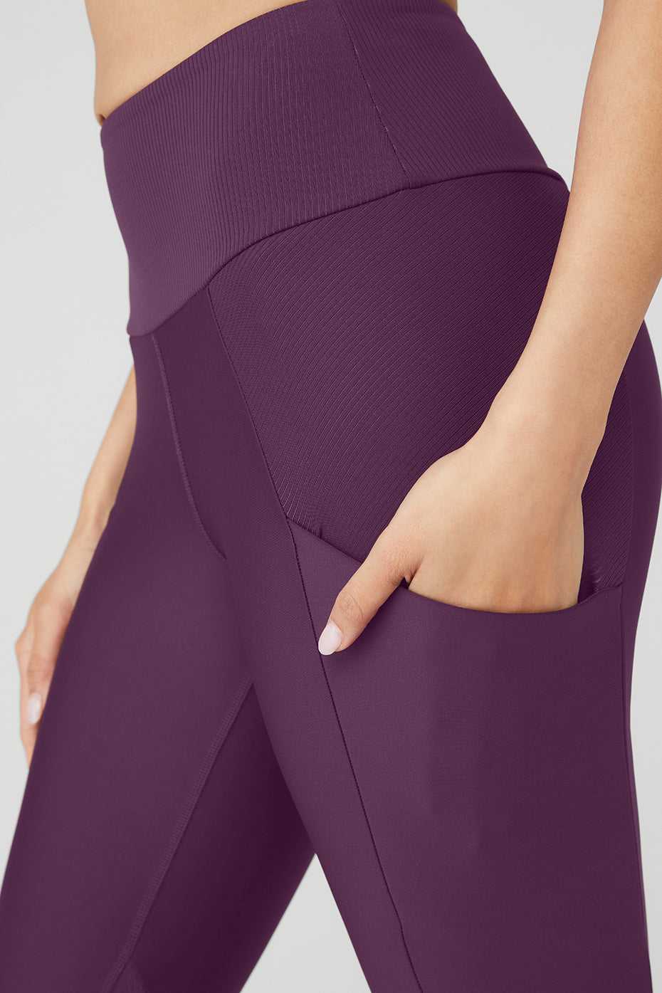 Leggings Alo Yoga Ribbed Airlift High-Waist Enchanted Violette Foncé Femme | CQS-05389444