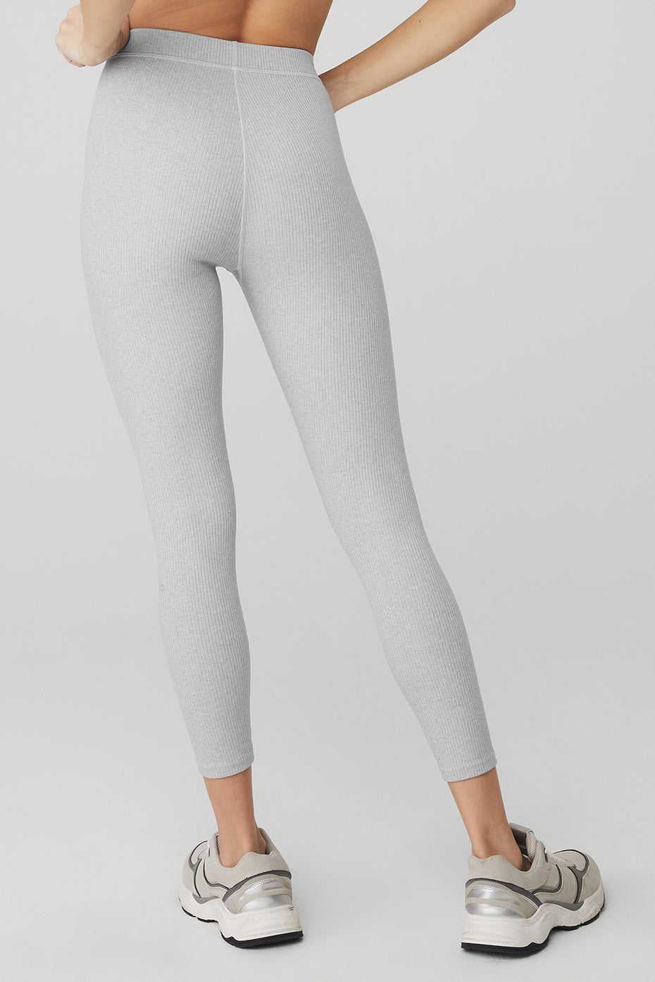 Leggings Alo Yoga Ribbed High-Waist Blissful Grise Femme | ZYO-83044979