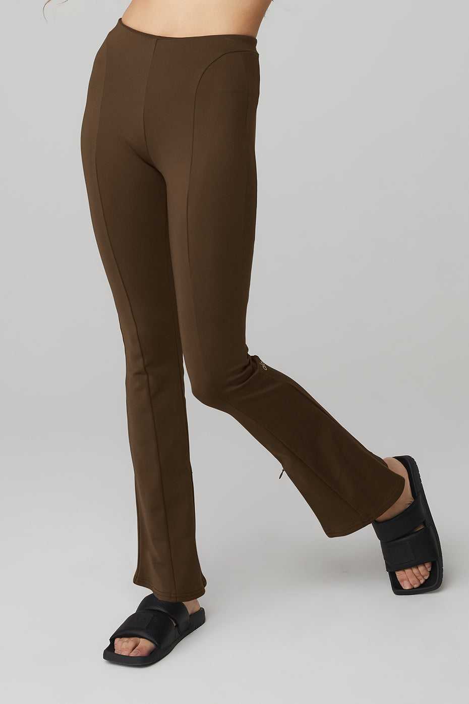 Leggings Alo Yoga High-Waist Zip It Flare Espresso Femme | VDH-01840097