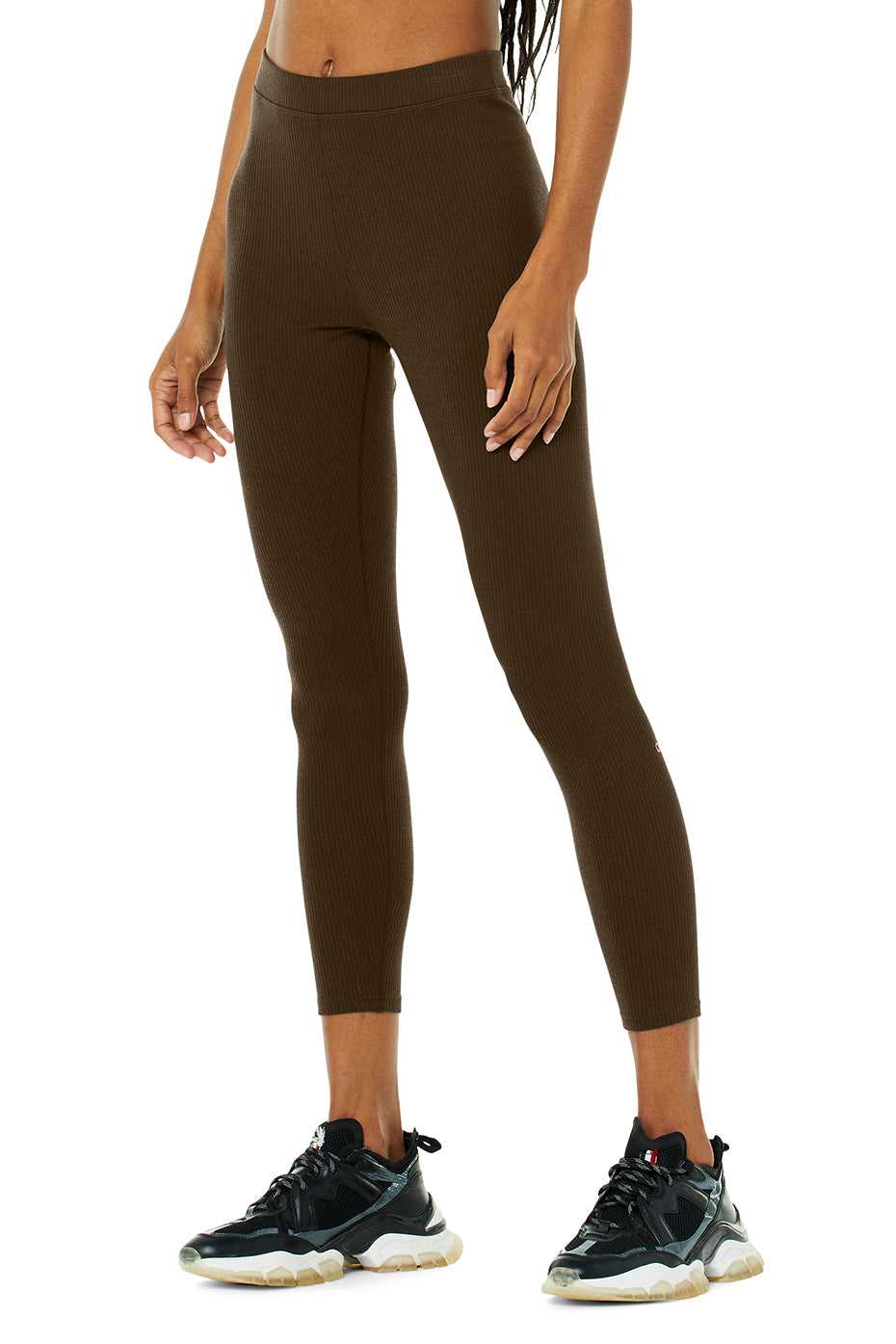 Leggings Alo Yoga Ribbed High-Waist Blissful Espresso Femme | BVY-65076468