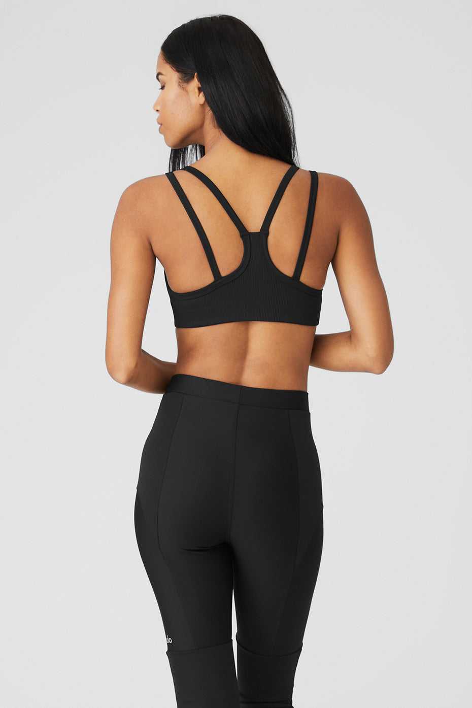 Soutien Gorge Alo Yoga Airlift Ribbed Jump Start V-Neck Noir Femme | DKT-24289405