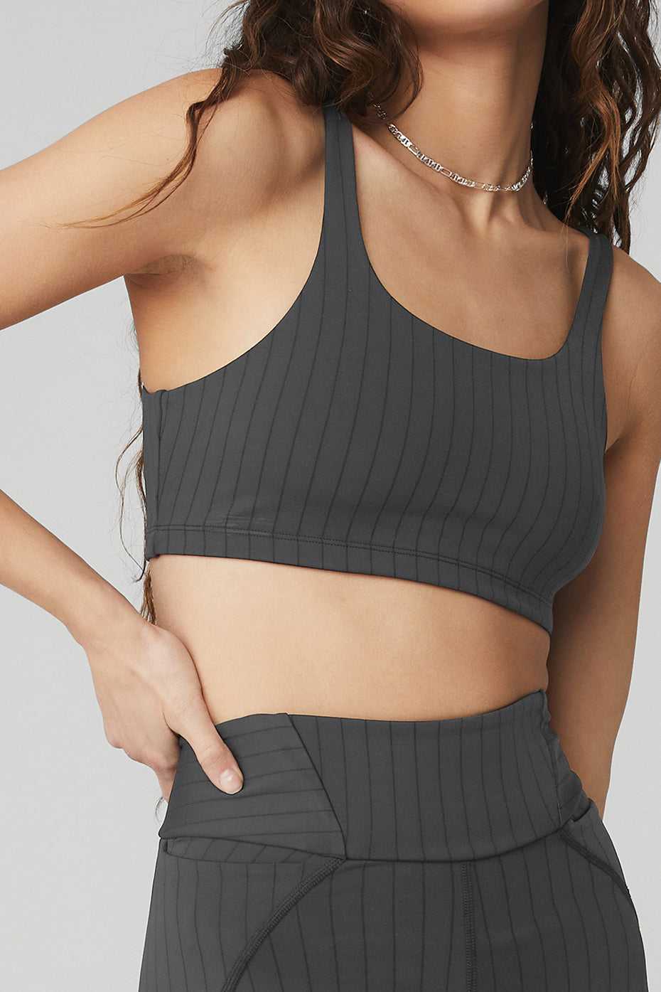 Soutien Gorge Alo Yoga Pinstripe Grise Foncé Femme | XGP-05954215