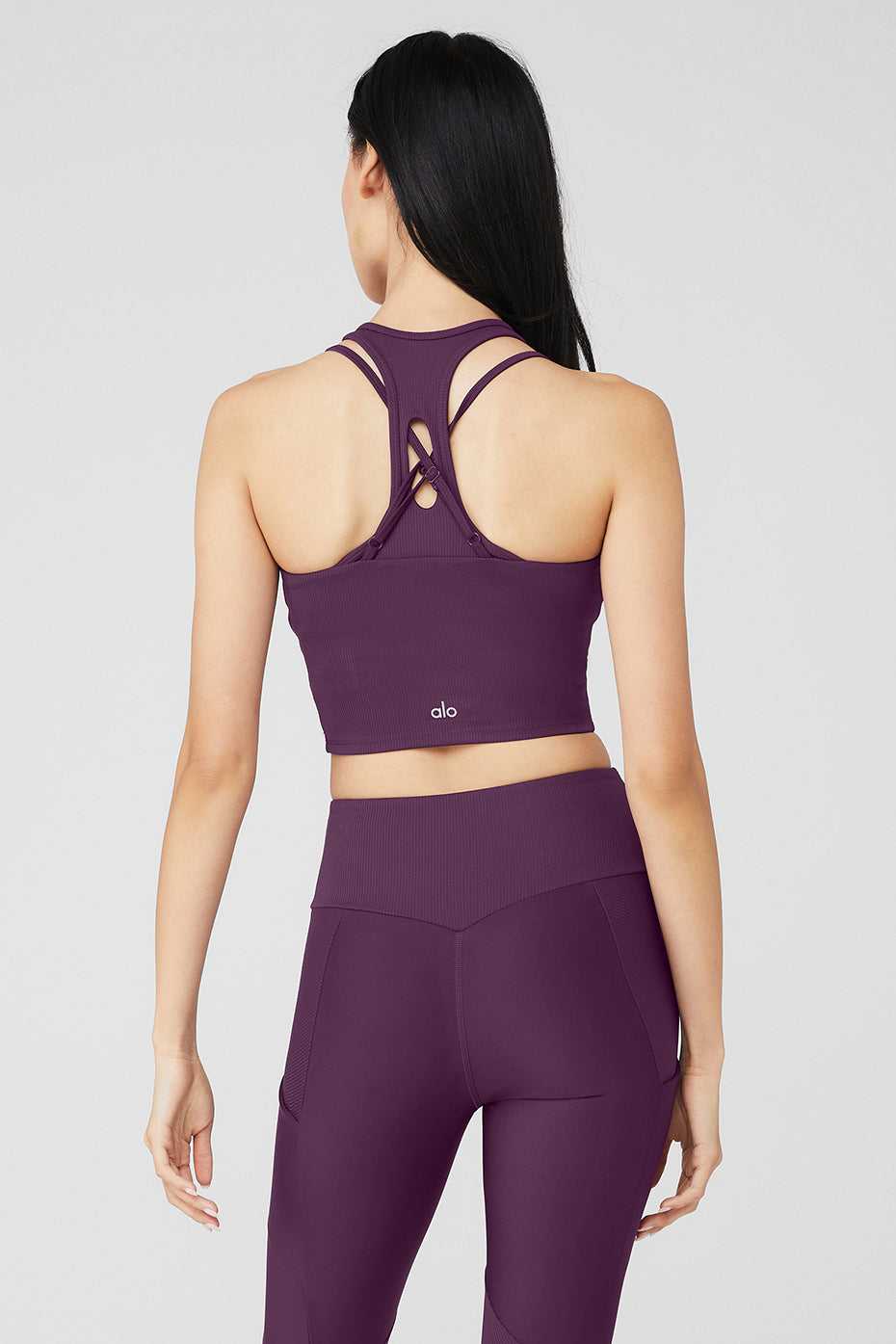 Soutien Gorge Alo Yoga Ribbed Airlift Enchanted Violette Foncé Femme | NGY-71427899