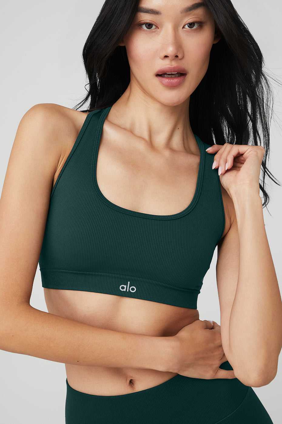 Soutien Gorge Alo Yoga Seamless Ribbed Vert Femme | VRB-25837884