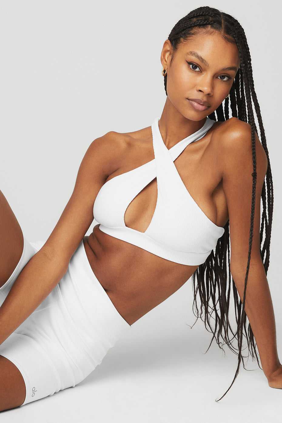 Soutien Gorge Alo Yoga Ribbed Destination Blanche Femme | TFK-47581075