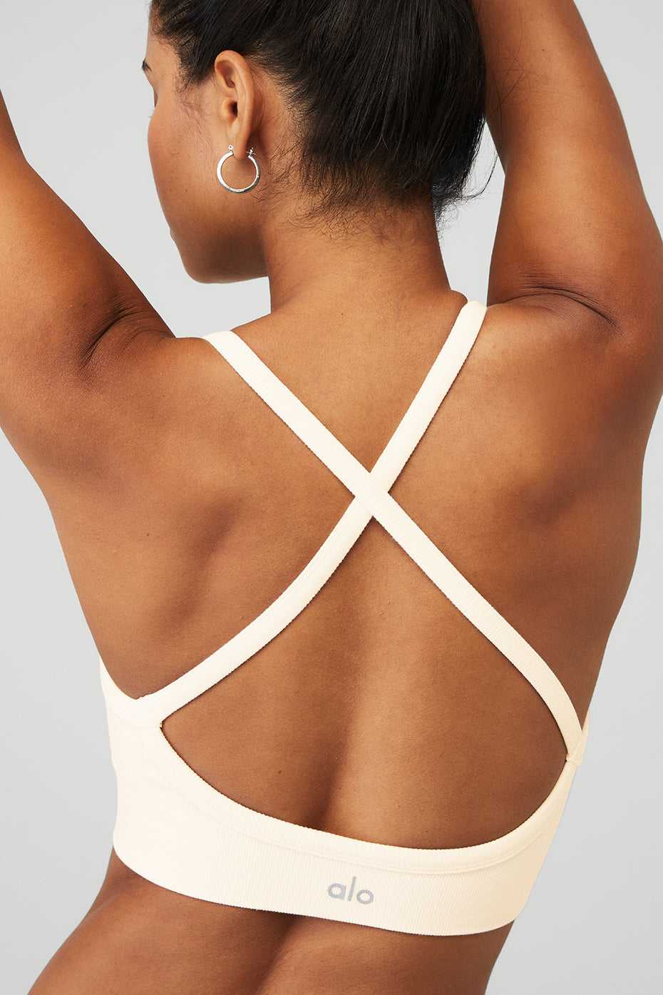 Soutien Gorge Alo Yoga Seamless Ribbed Low Back Blanche Femme | PPJ-38043594