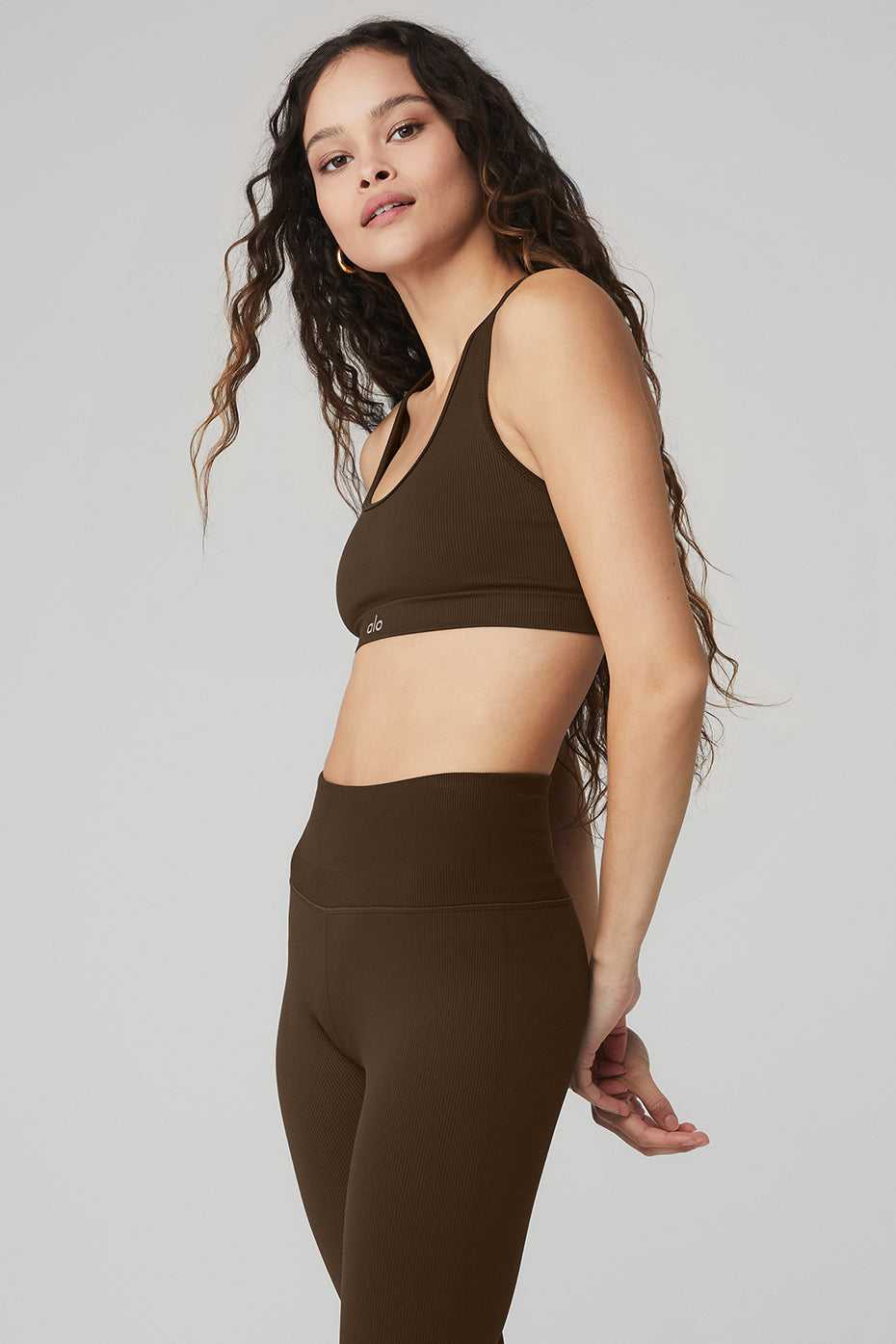 Soutien Gorge Alo Yoga Seamless Ribbed Espresso Femme | JIK-02245039