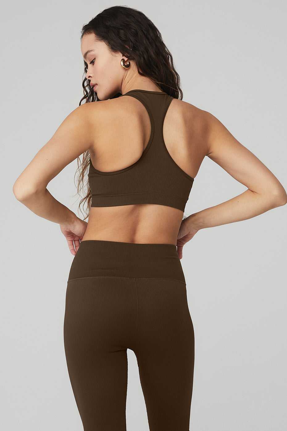 Soutien Gorge Alo Yoga Seamless Ribbed Espresso Femme | JIK-02245039