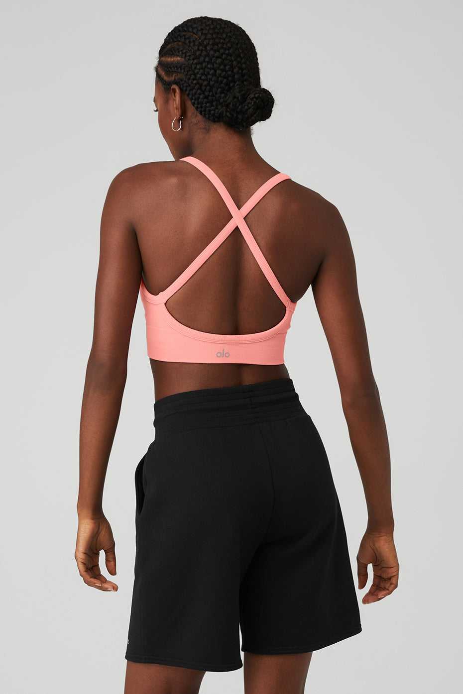 Soutien Gorge Alo Yoga Seamless Ribbed Low Back Strawberry Lemonade Femme | GHA-20730394