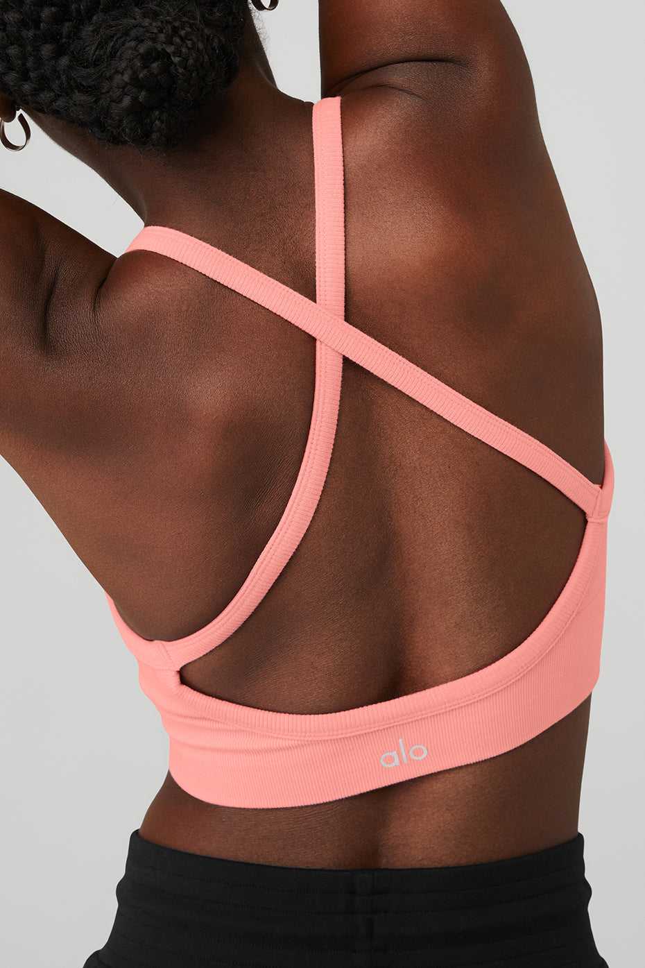 Soutien Gorge Alo Yoga Seamless Ribbed Low Back Strawberry Lemonade Femme | GHA-20730394