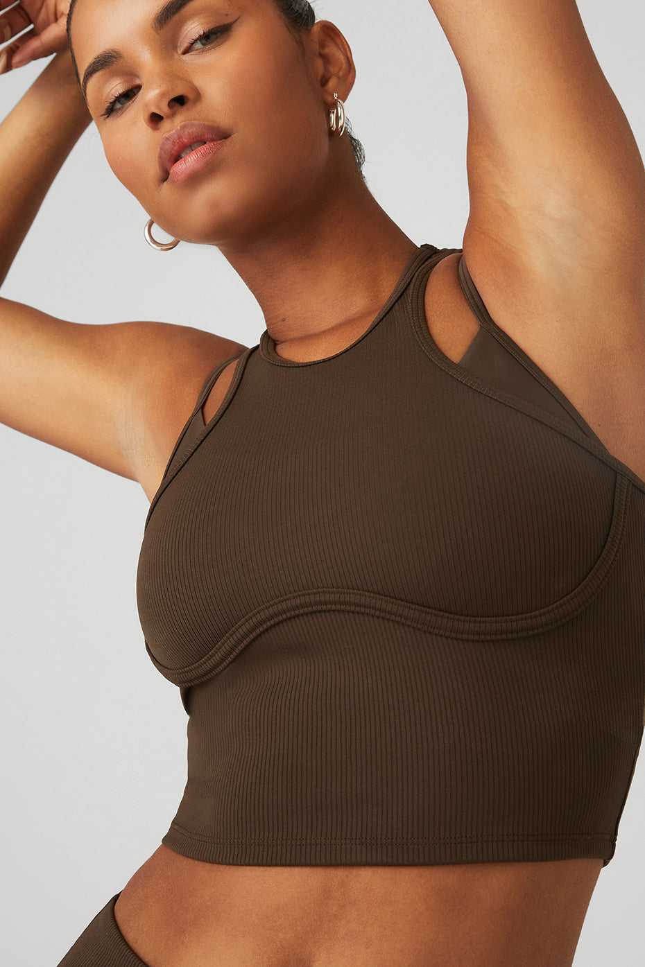 Soutien Gorge Alo Yoga Ribbed Airlift Enchanted Espresso Femme | IOV-68936190