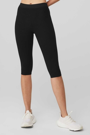 Pantalons Capri Alo Yoga Alosoft High-Waist Iconic 90'sri Noir Femme | DIJ-79724352