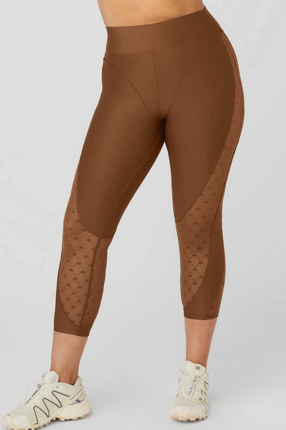 Pantalons Capri Alo Yoga Airlift Mesh High-Waist Celesteri Marron Femme | HHP-10060881