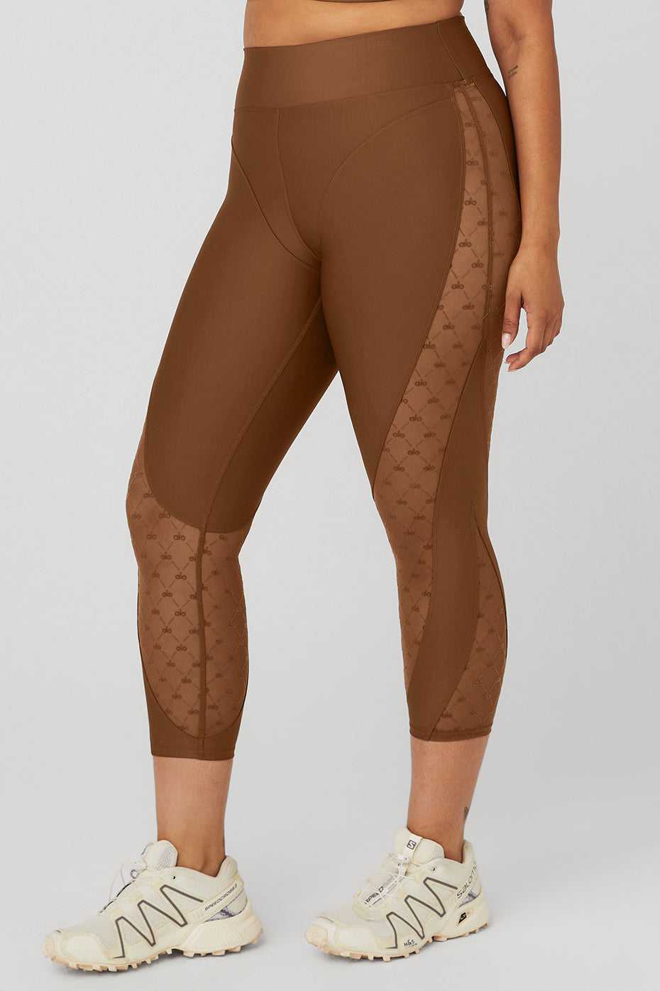 Pantalons Capri Alo Yoga Airlift Mesh High-Waist Celesteri Marron Femme | HHP-10060881