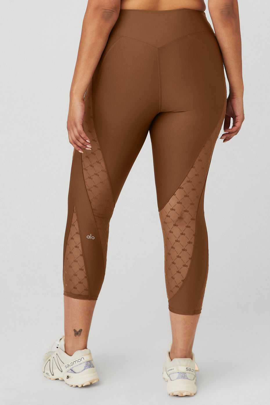 Pantalons Capri Alo Yoga Airlift Mesh High-Waist Celesteri Marron Femme | HHP-10060881