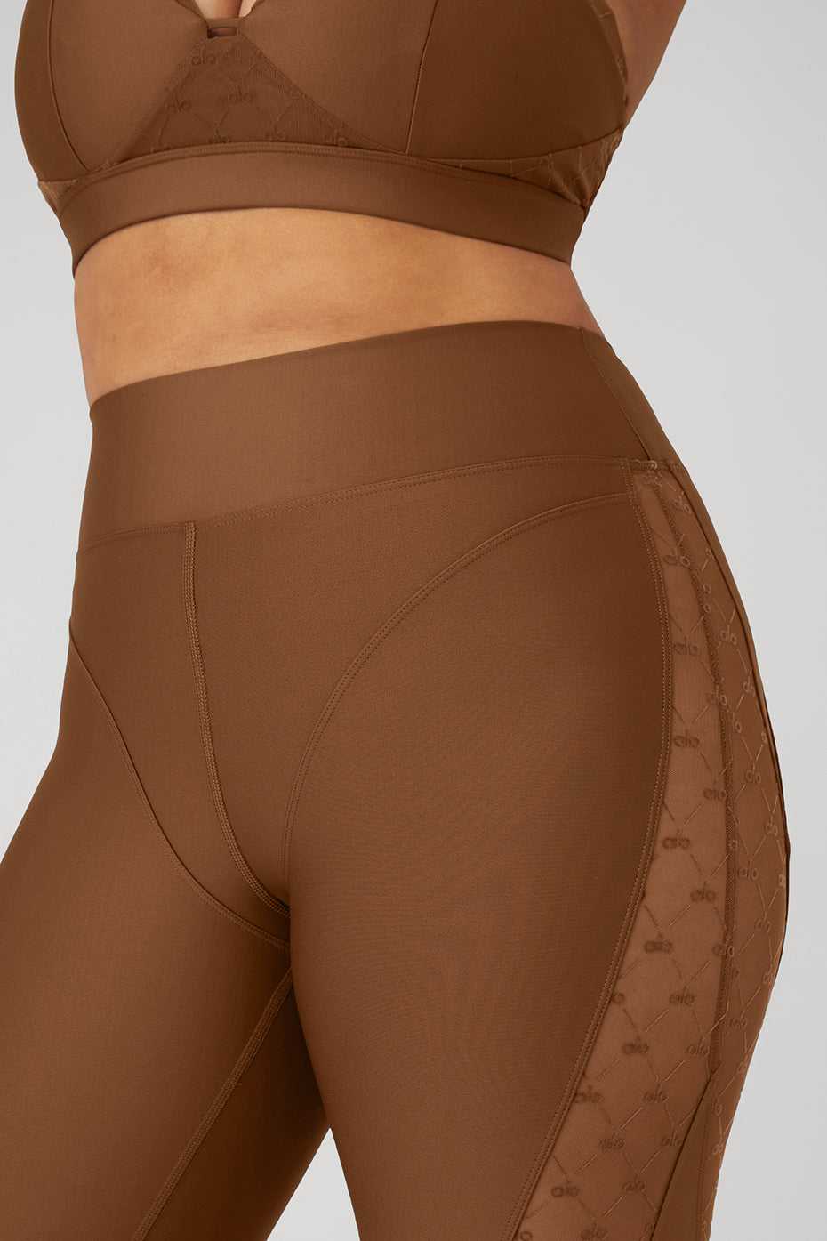 Pantalons Capri Alo Yoga Airlift Mesh High-Waist Celesteri Marron Femme | HHP-10060881