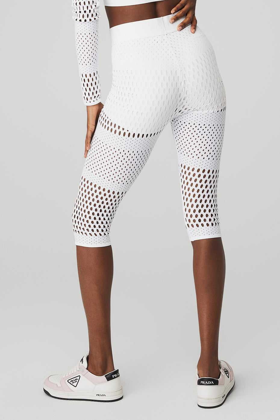 Pantalons Capri Alo Yoga Mesh High-Waist Haute Summerri Blanche Femme | UOZ-45372657