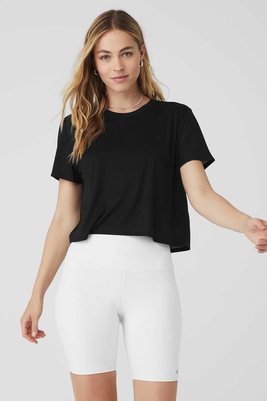 Hauts Courts Alo Yoga Laid Back Tee Noir Femme | QSC-09453700