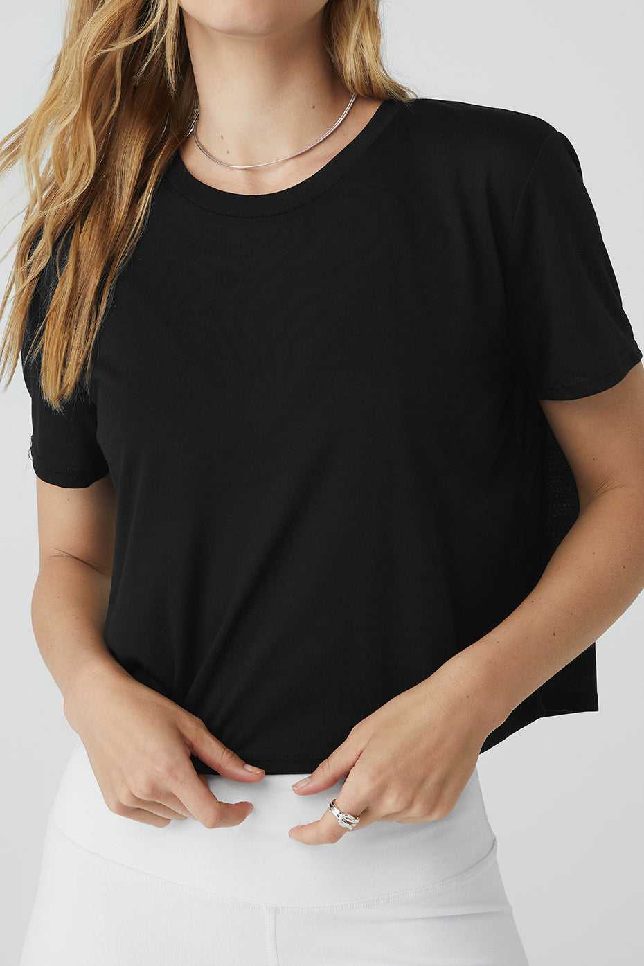 Hauts Courts Alo Yoga Laid Back Tee Noir Femme | QSC-09453700