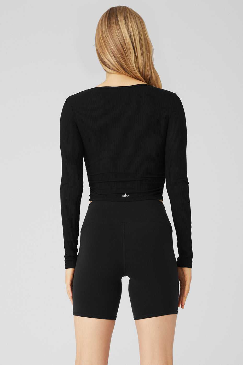 Hauts Courts Alo Yoga Gather Long Sleeve Noir Femme | OOS-92190194