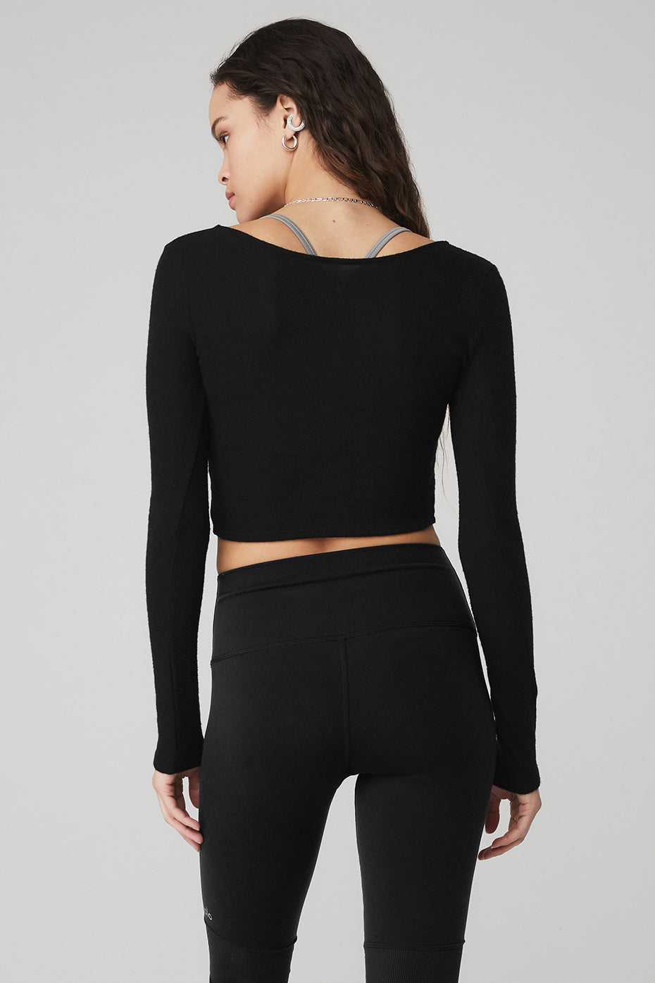 Hauts Courts Alo Yoga Amelia Luxe Crop Noir Femme | BEP-90161077