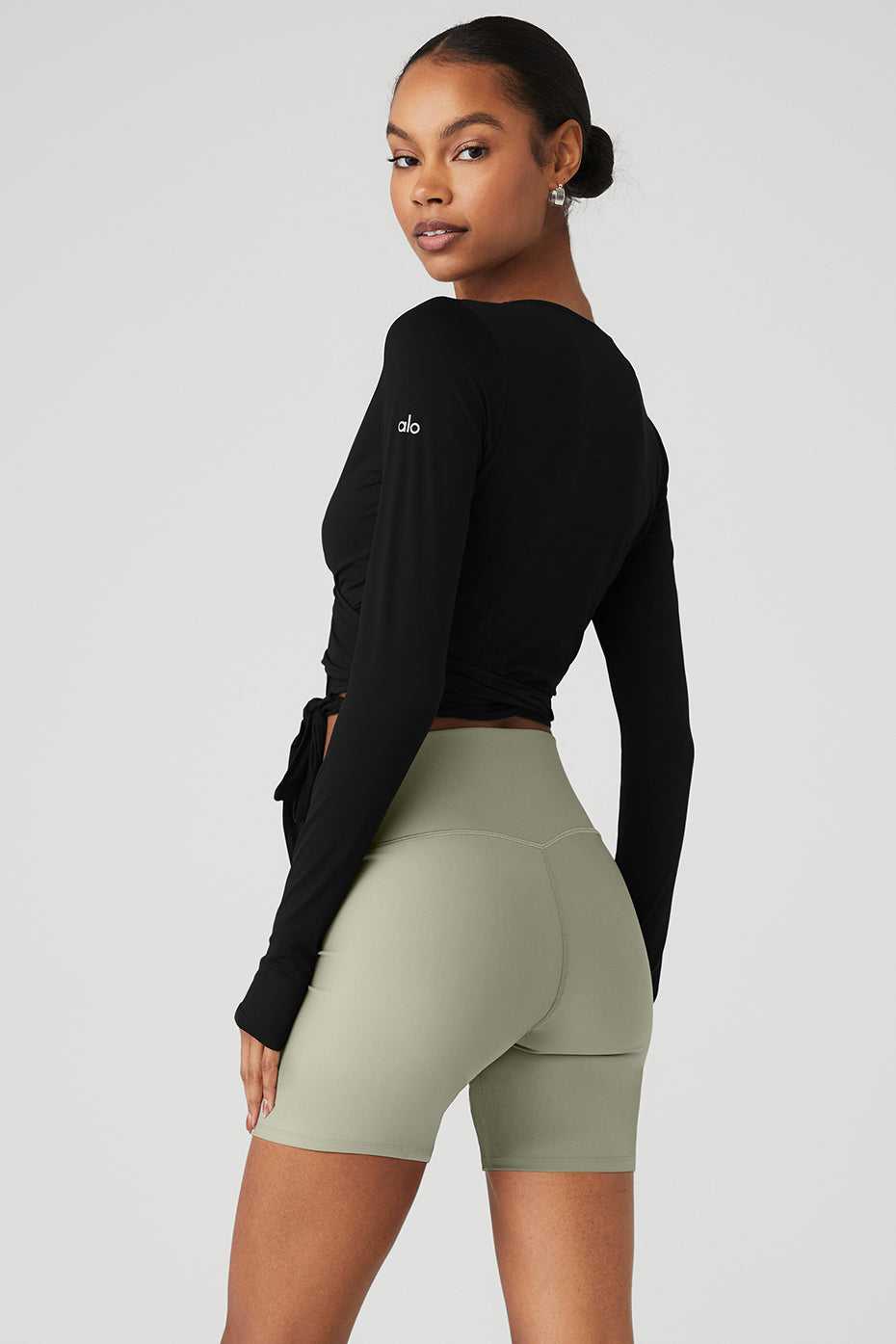 Hauts Courts Alo Yoga Cropped Escalate Wrap Noir Femme | YAU-49630804