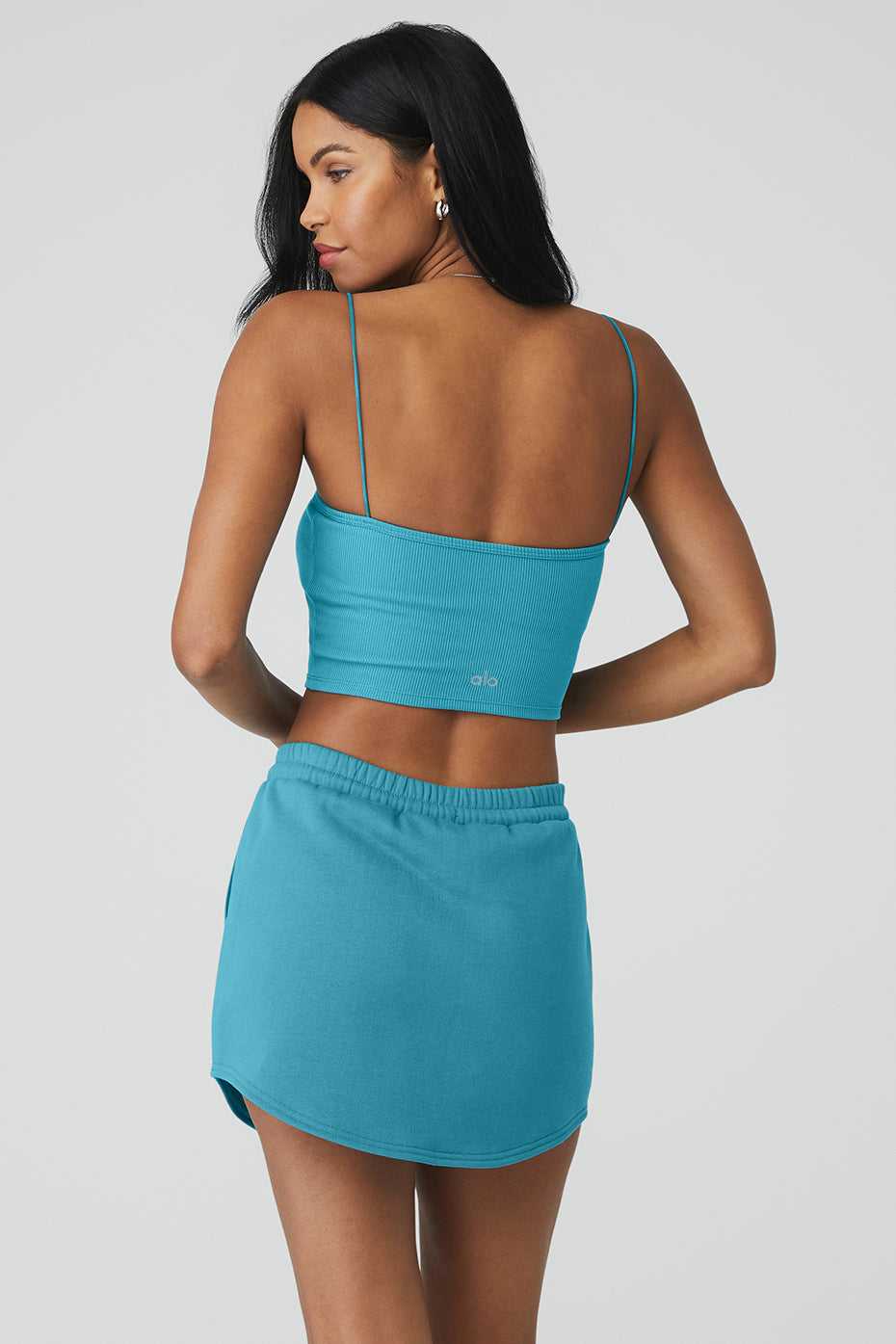 Hauts Courts Alo Yoga Goddess Ribbed Bandeau Bleu Femme | UXH-08171228