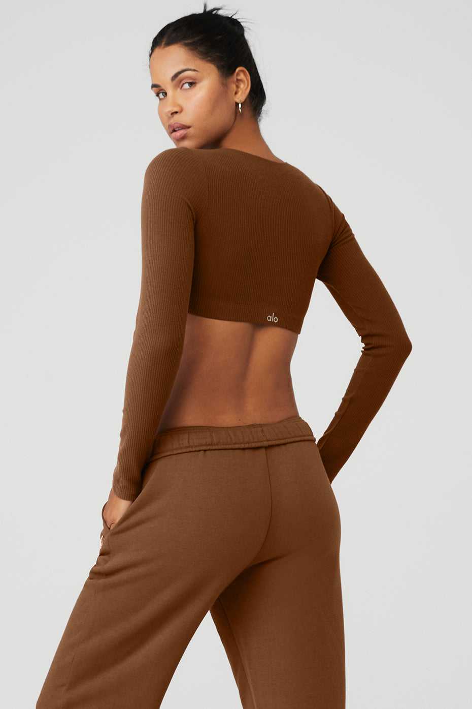 Hauts Courts Alo Yoga Ribbed Defined Marron Femme | NYW-79149128