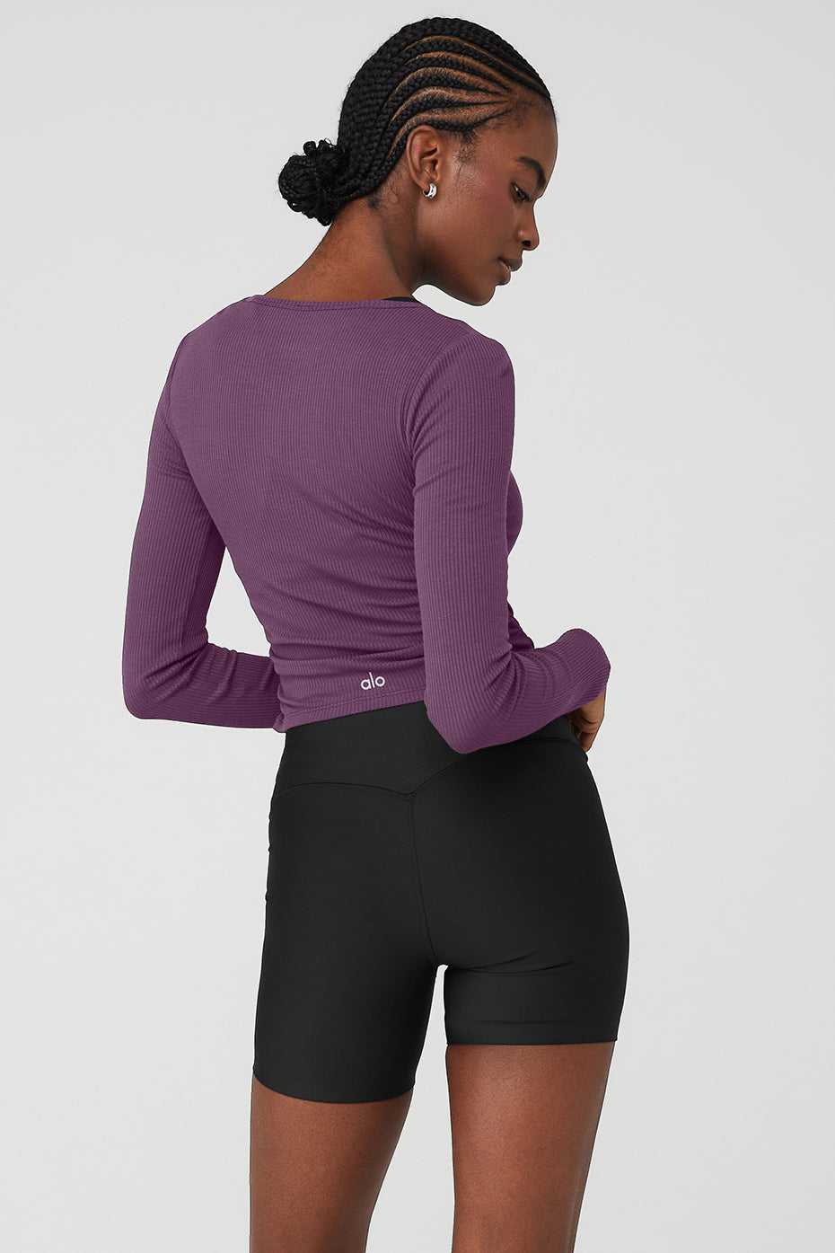 Hauts Courts Alo Yoga Gather Long Sleeve Violette Foncé Femme | WII-10736970