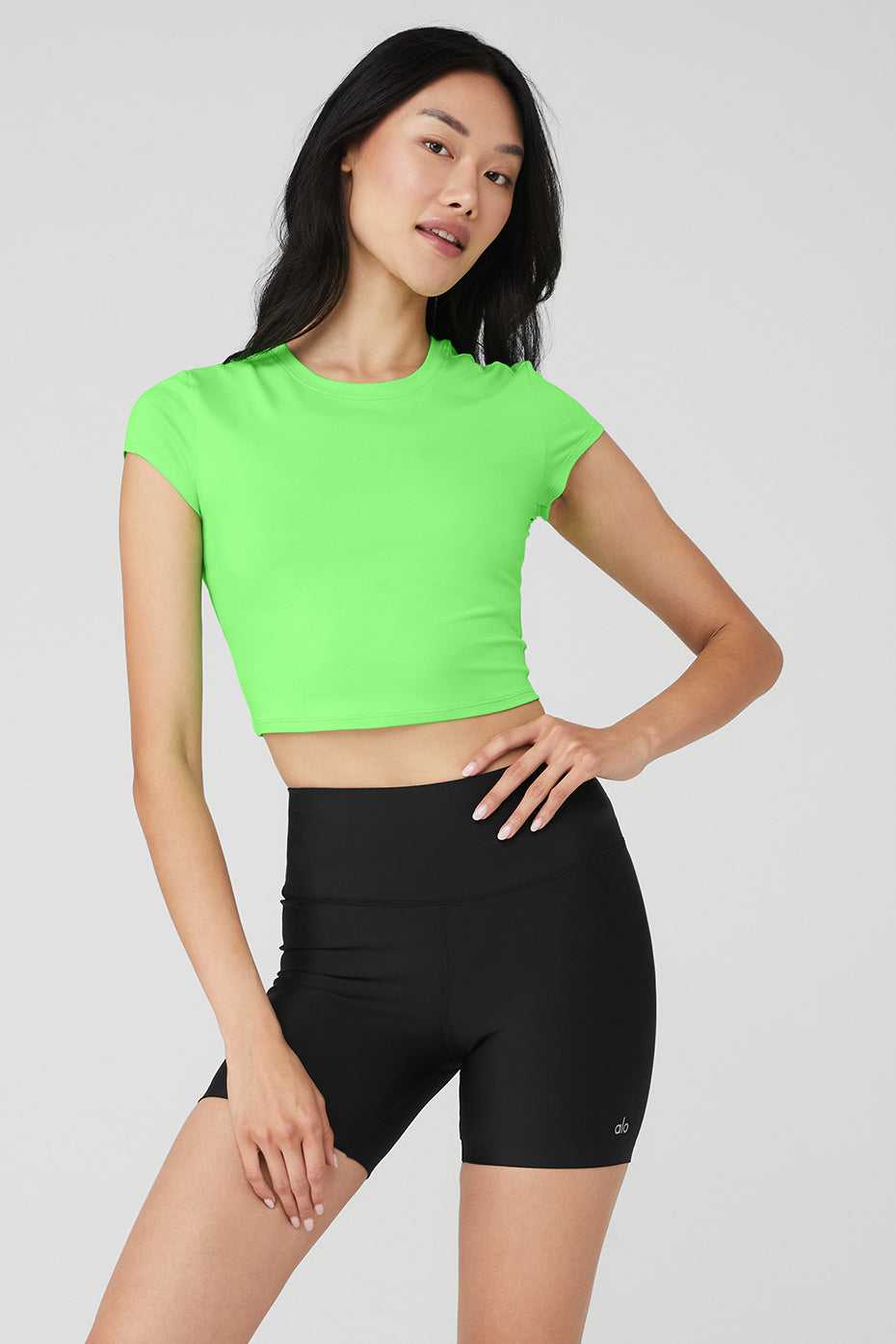 Hauts Courts Alo Yoga Alosoft Crop Finesse Vert Femme | NIR-57638937