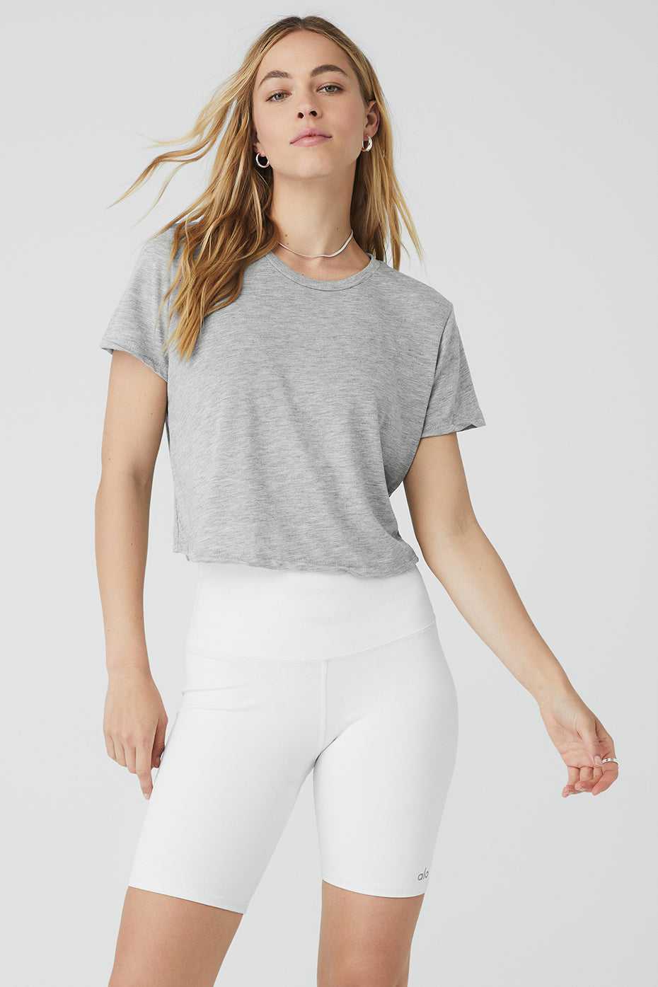 Hauts Courts Alo Yoga Laid Back Tee Grise Femme | SSK-61050153