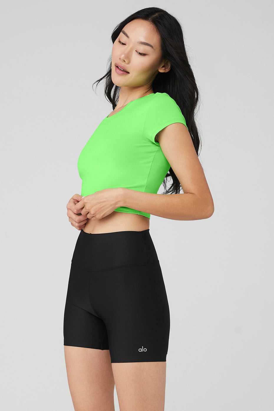 Hauts Courts Alo Yoga Alosoft Crop Finesse Vert Femme | NIR-57638937