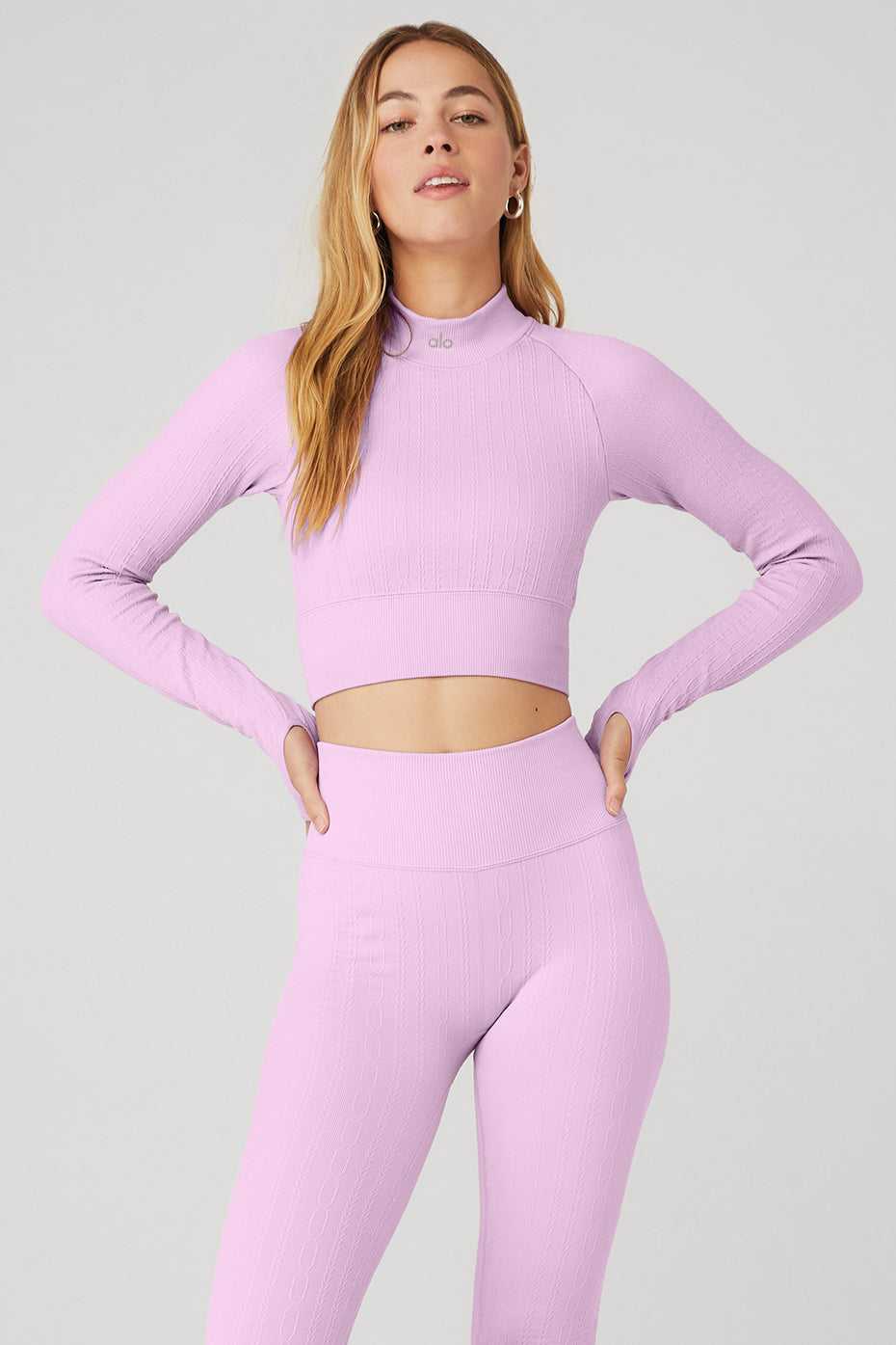 Hauts Courts Alo Yoga Seamless Cable Knit Rose Femme | PBT-86589962