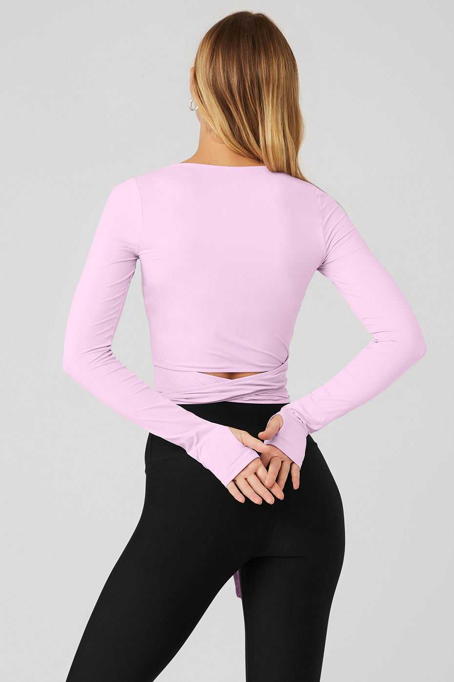 Hauts Courts Alo Yoga Cropped Escalate Wrap Rose Femme | QWW-24342919