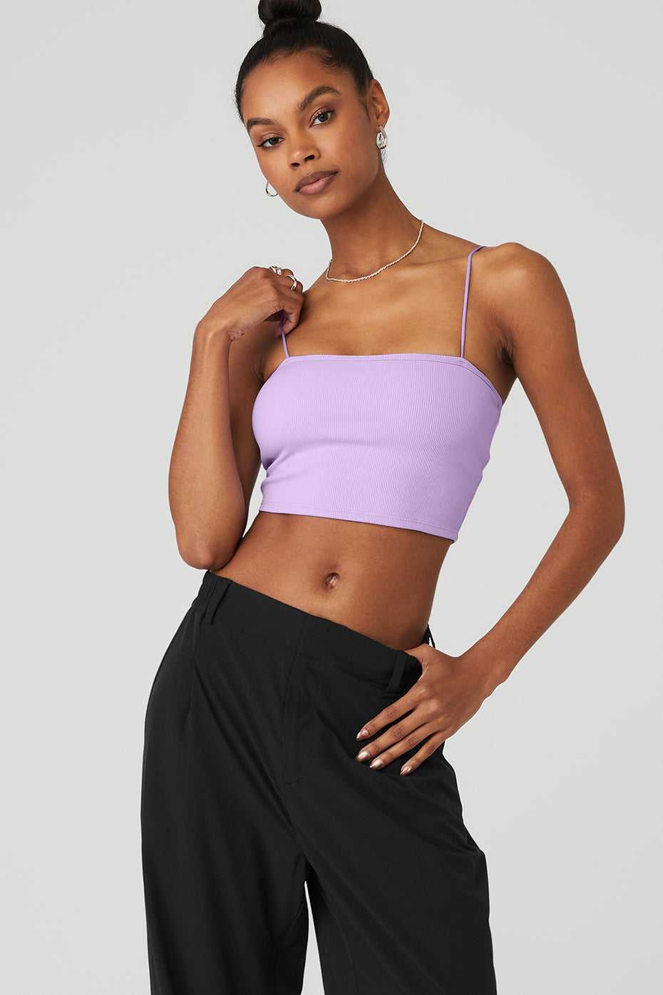 Hauts Courts Alo Yoga Goddess Ribbed Bandeau Violette Femme | TBI-18661233