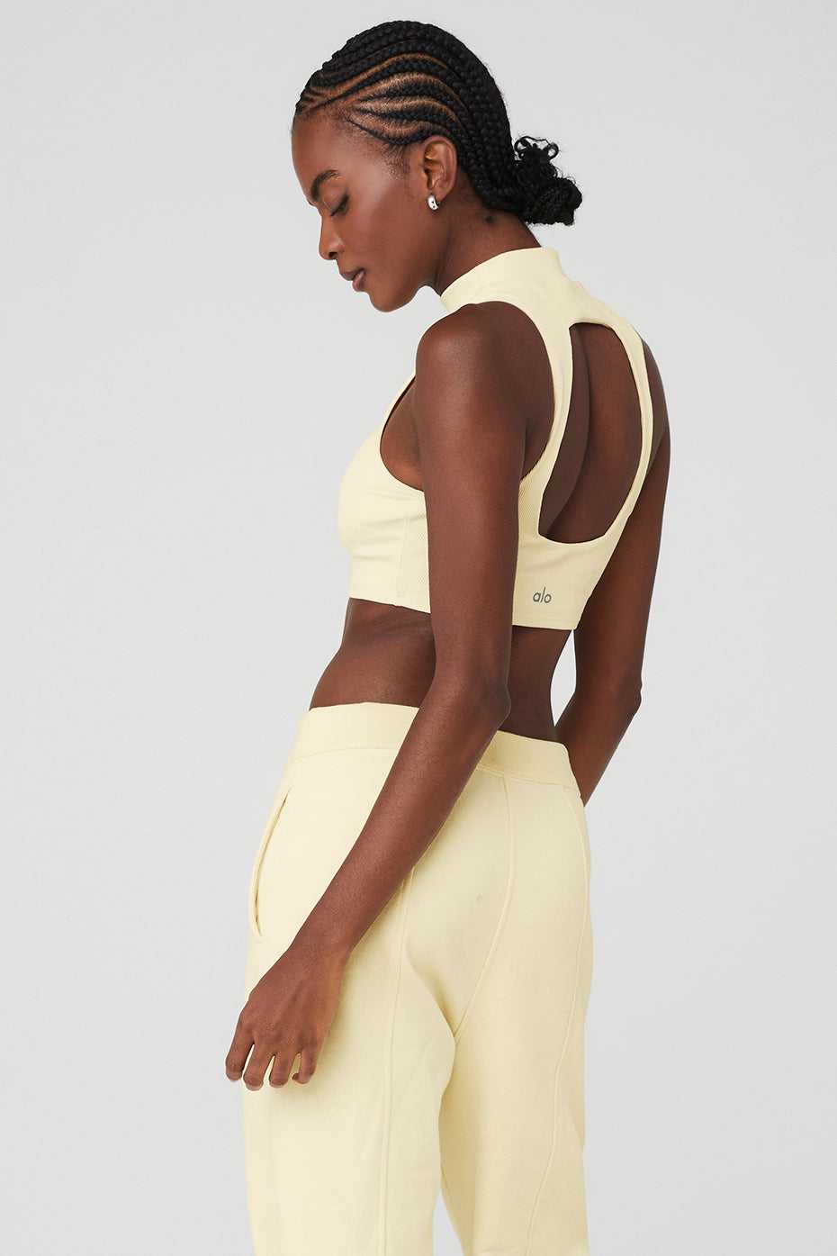 Hauts Courts Alo Yoga Goddess Rib Cropped Dynamite Jaune Clair Femme | SGY-45676675