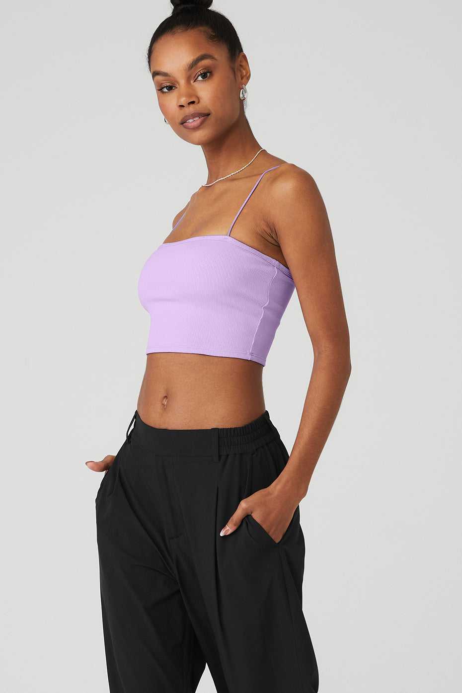 Hauts Courts Alo Yoga Goddess Ribbed Bandeau Violette Femme | TBI-18661233