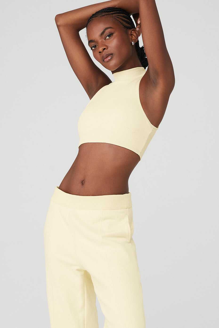 Hauts Courts Alo Yoga Goddess Rib Cropped Dynamite Jaune Clair Femme | SGY-45676675