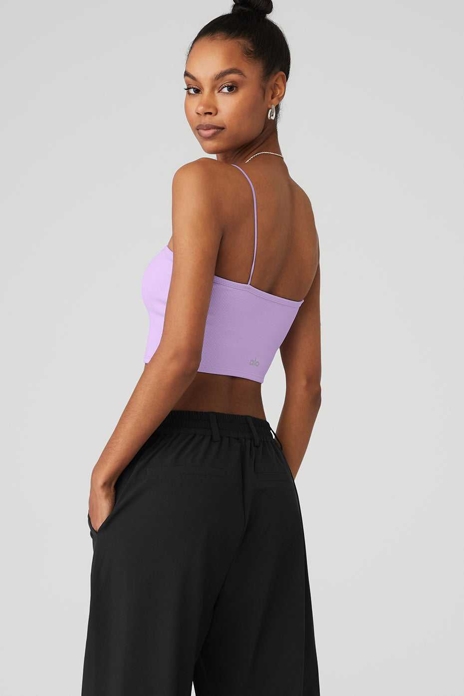 Hauts Courts Alo Yoga Goddess Ribbed Bandeau Violette Femme | TBI-18661233