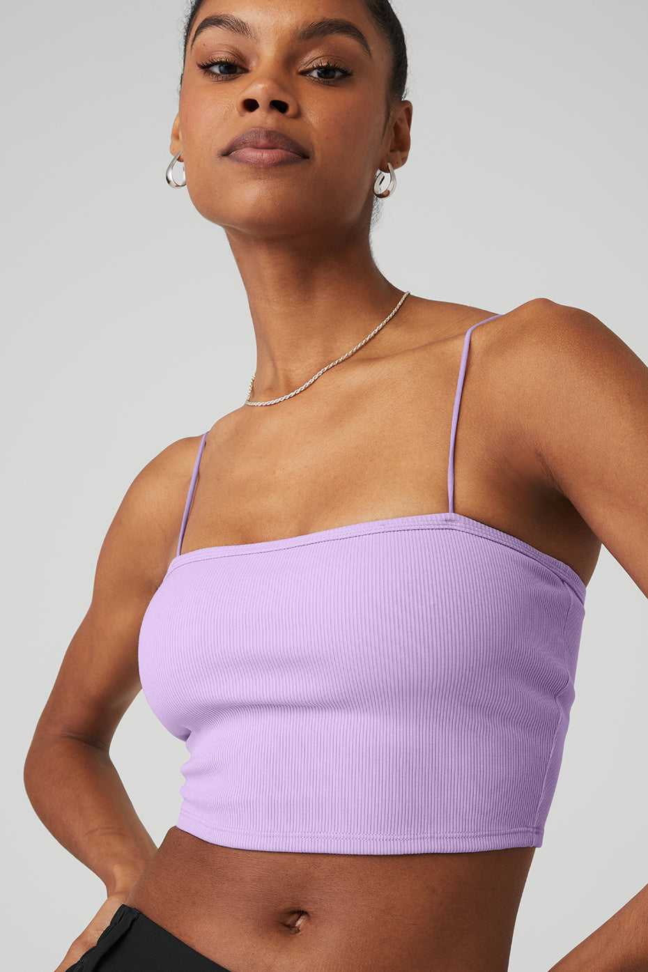 Hauts Courts Alo Yoga Goddess Ribbed Bandeau Violette Femme | TBI-18661233