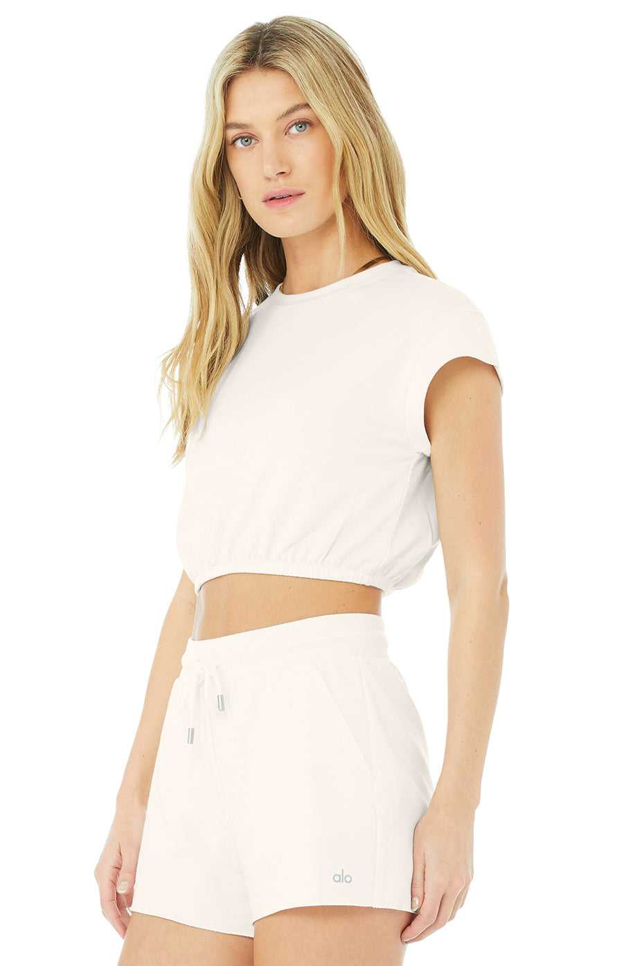 Hauts Courts Alo Yoga Dreamy Crop Blanche Femme | RCN-17518708