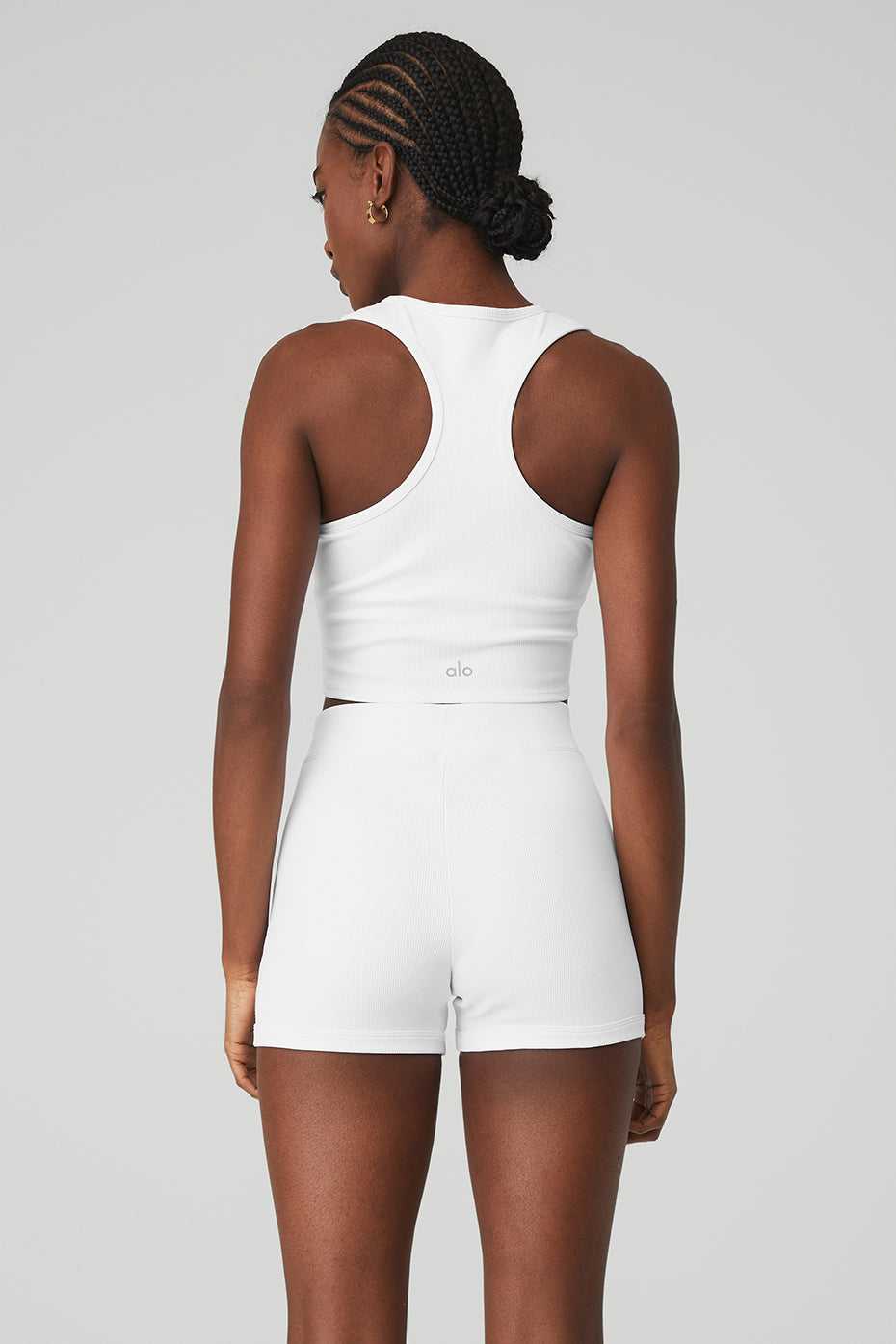 Hauts Courts Alo Yoga Goddess Ribbed Cropped Racerback Blanche Femme | BWL-14179007