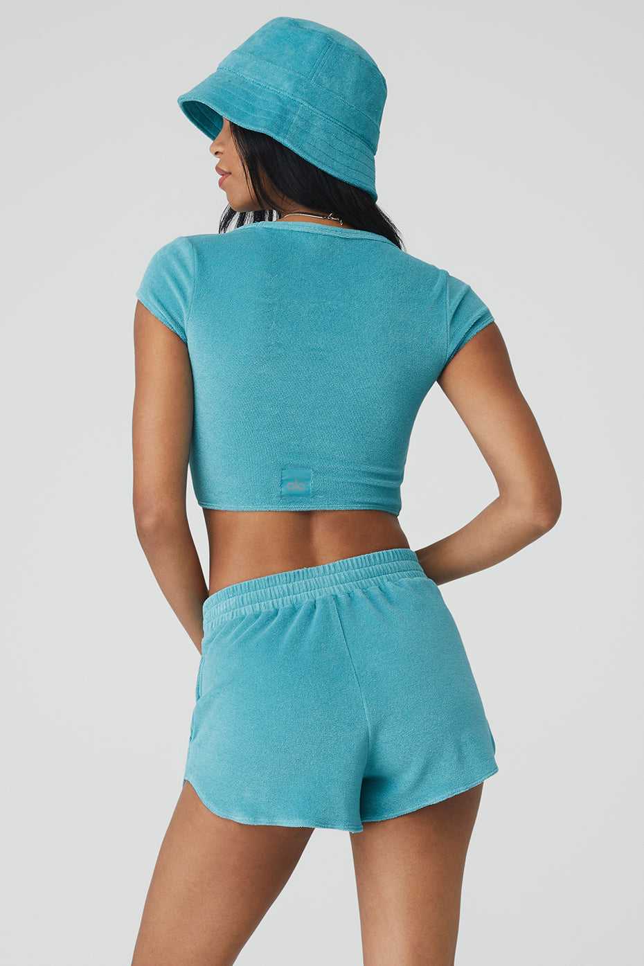 Hauts Courts Alo Yoga Terry Beachside BlueSplash Femme | NAU-79195702