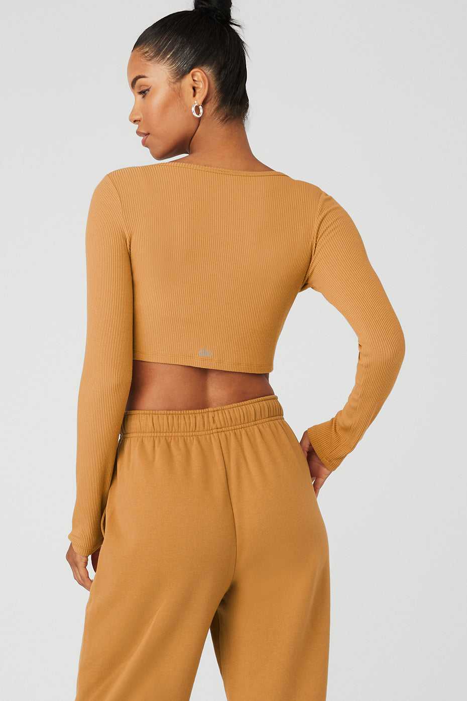 Hauts Courts Alo Yoga Ribbed Cropped Whisper Cardi Toffee Femme | GXH-86893526