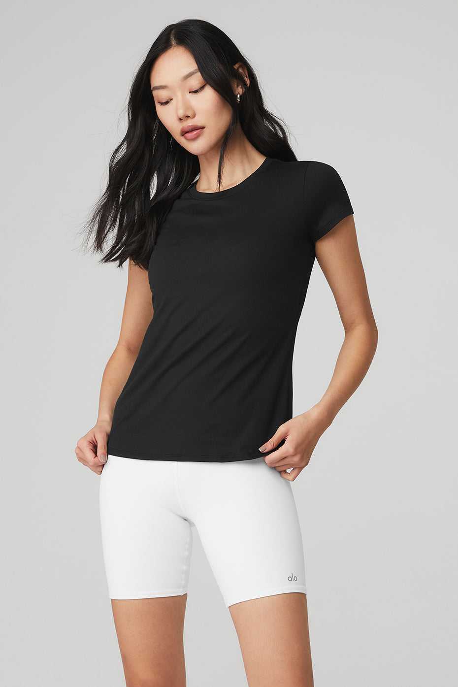 Debardeur Alo Yoga Alosoft Finesse Tee Noir Femme | TWX-83834723