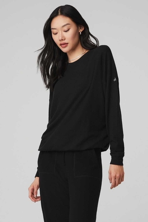 Debardeur Alo Yoga Soho Pullover Noir Femme | PNK-77757366