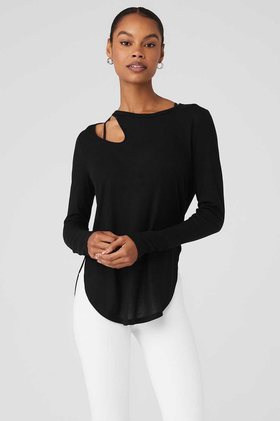 Debardeur Alo Yoga Ribbed Peak Long Sleeve Noir Femme | BIZ-84261833