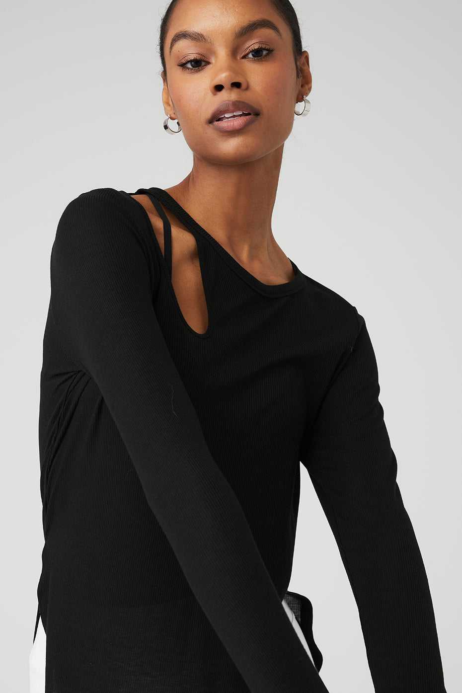 Debardeur Alo Yoga Ribbed Peak Long Sleeve Noir Femme | BIZ-84261833